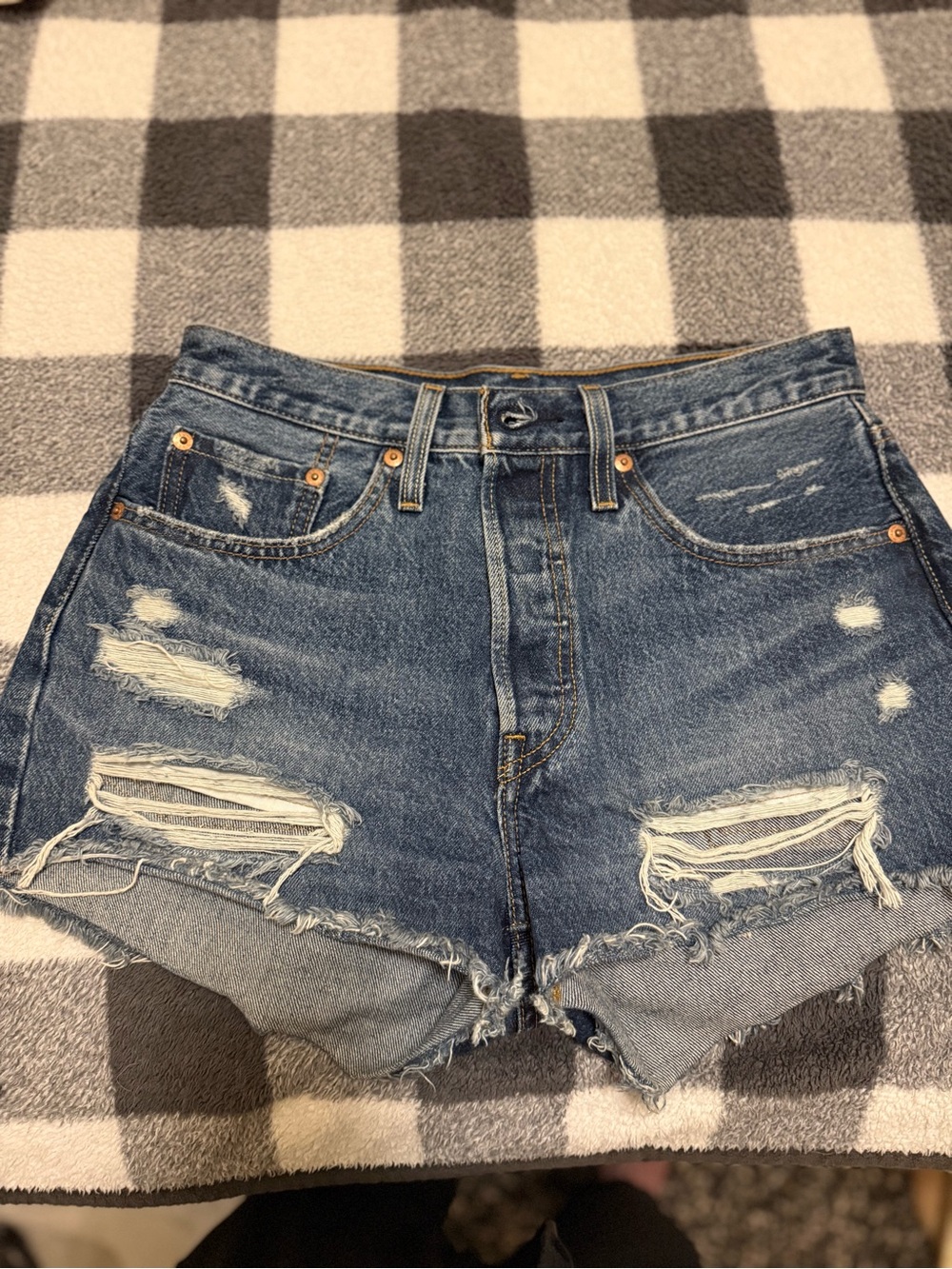 Levi's Distressed Cutoff Denim Shorts - Blue